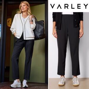 Varley Alana Slim Tapered Cuff Pant Black XS High Rise Pull On Minimalist Travel